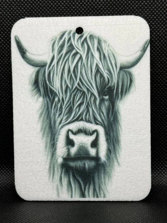 Highland Cow Balck and White Face Felt Freshie 1059