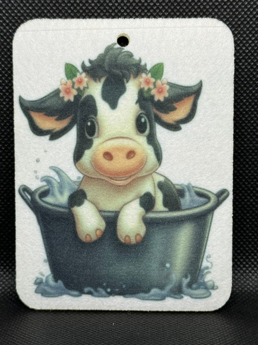 Happy Cow Sitting In Wash Bucket 1061