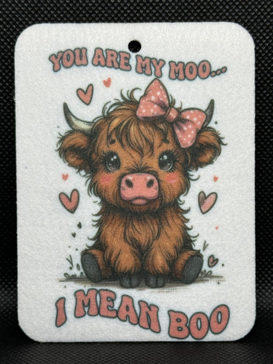 Valentine You Are My Moo, I Mean Boo Highland Cow Felt Freshie 1068