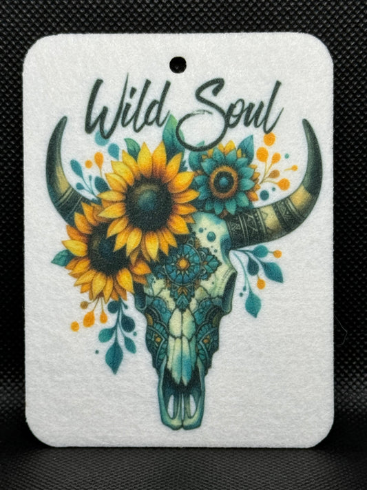 Wild Soul Sunflower Bull Skull Felt Freshie 1071