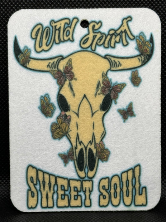 Wild Spirit Sweet Soul Cow Skull Felt Freshie 1075