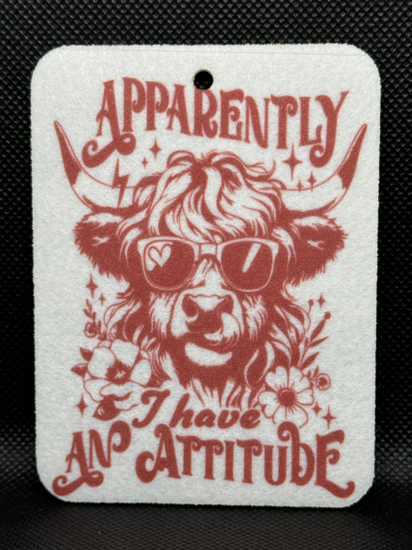 Apparently I Have An Attitude Highland Cow Felt Freshie Pink Ink 1085