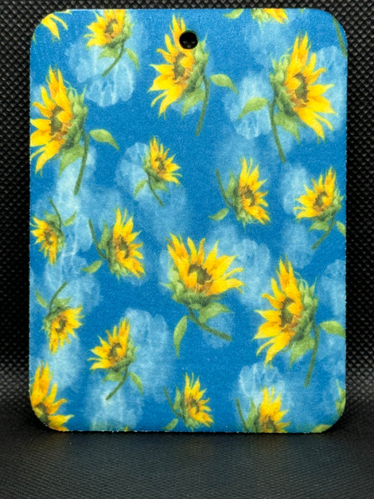 Blue Sunflower Pattern Felt Freshie 1087
