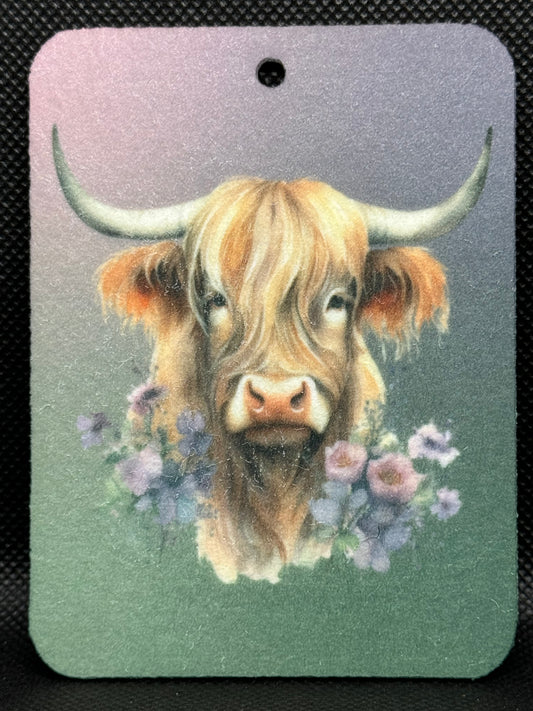 Highland Cow Floral Felt Freshie 1095
