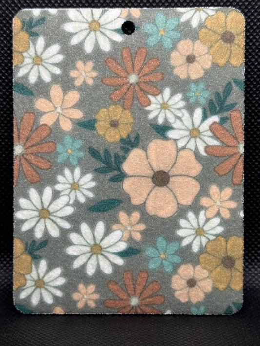 Boho Floral Green Brown and Tans Felt Freshie 1105