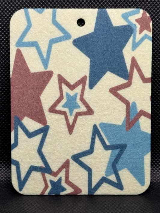 Red and Blue Star on Green Background Felt Freshie 1186