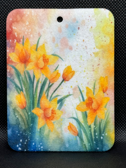 Watercolor Yellow Floral Felt Freshie 1214