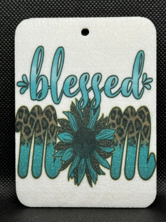 Blessed Mom Turquoise Flower Felt Freshie 1312