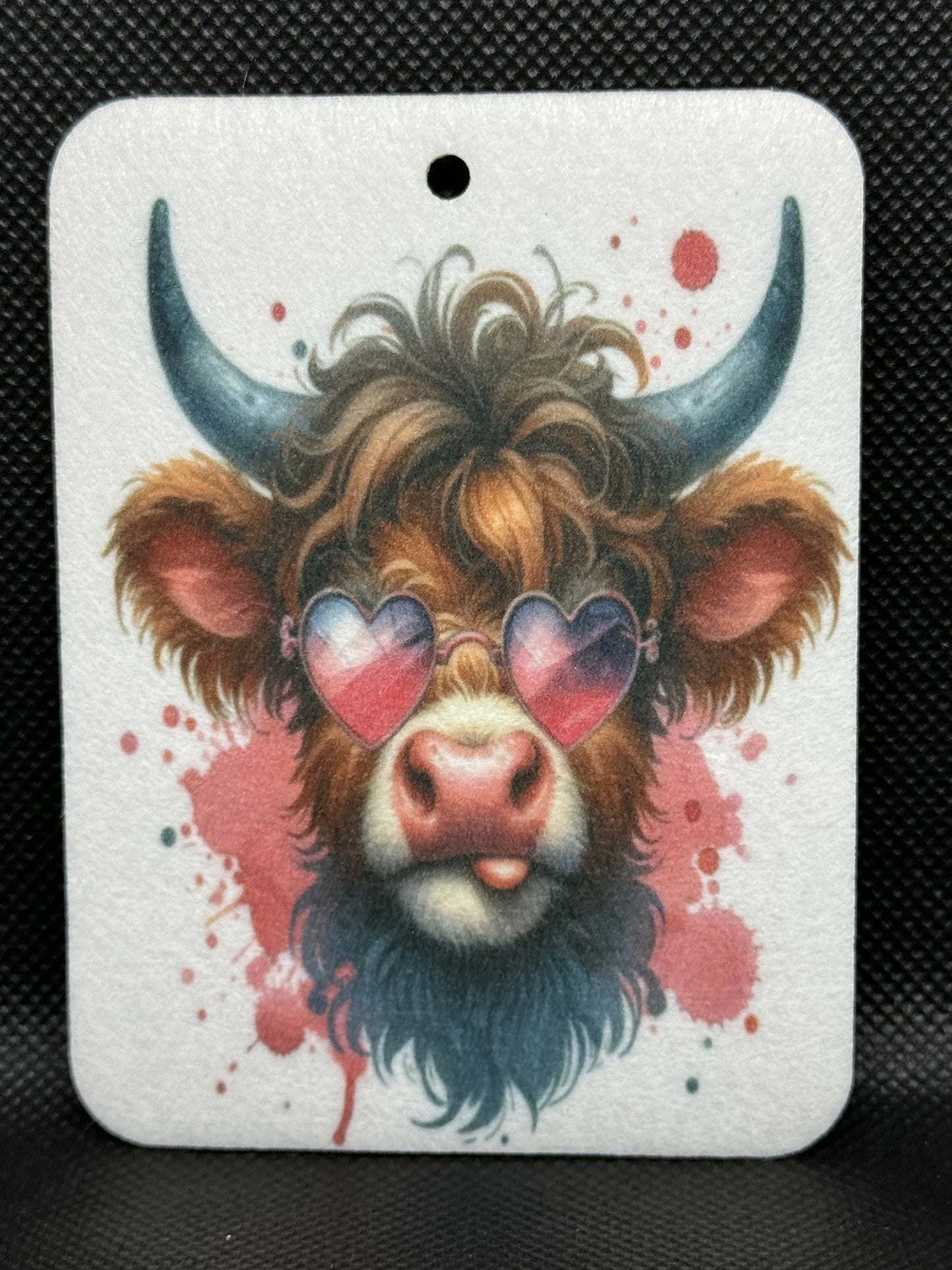 Valentine Highland Cow Heart Sunglasses Felt Freshie 1315