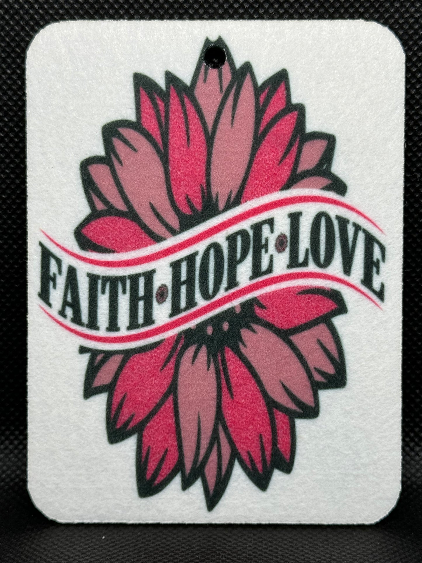 Faith Hope Love Breast Cancer Felt Freshie 1327