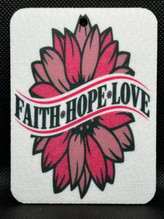 Faith Hope Love Breast Cancer Felt Freshie 1327