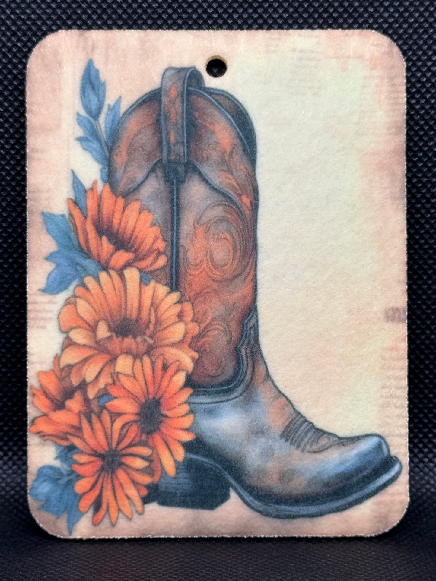 Cowboy Boot Floral Felt Freshie 1348